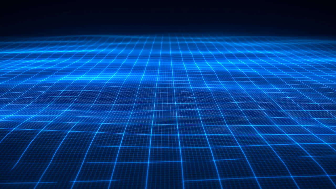 Abstract Blue Digital Grid Waving Motion Background