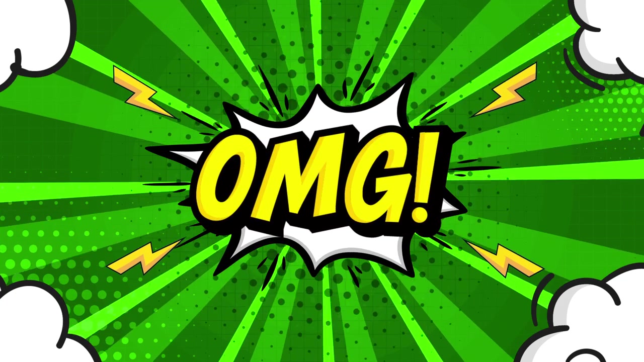 Animert «OMG»-snakkeboble i retro tegneseriestil