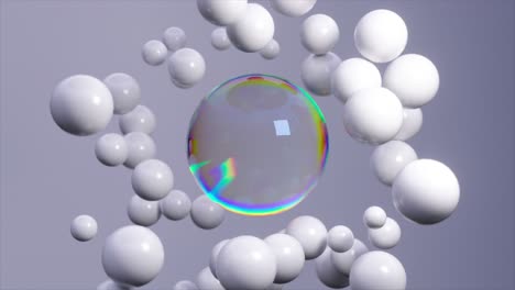 abstract 3d spheres with iridescent bubble