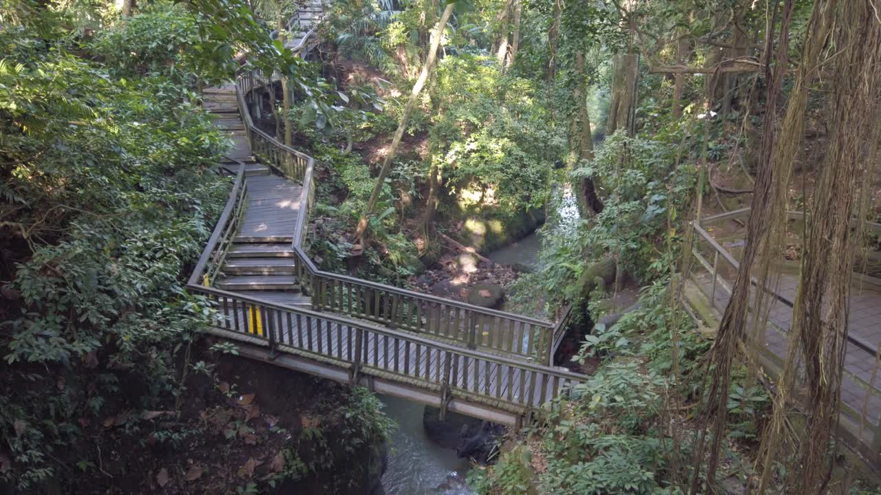 удивительный деревянный мост в лесу бали индонезия