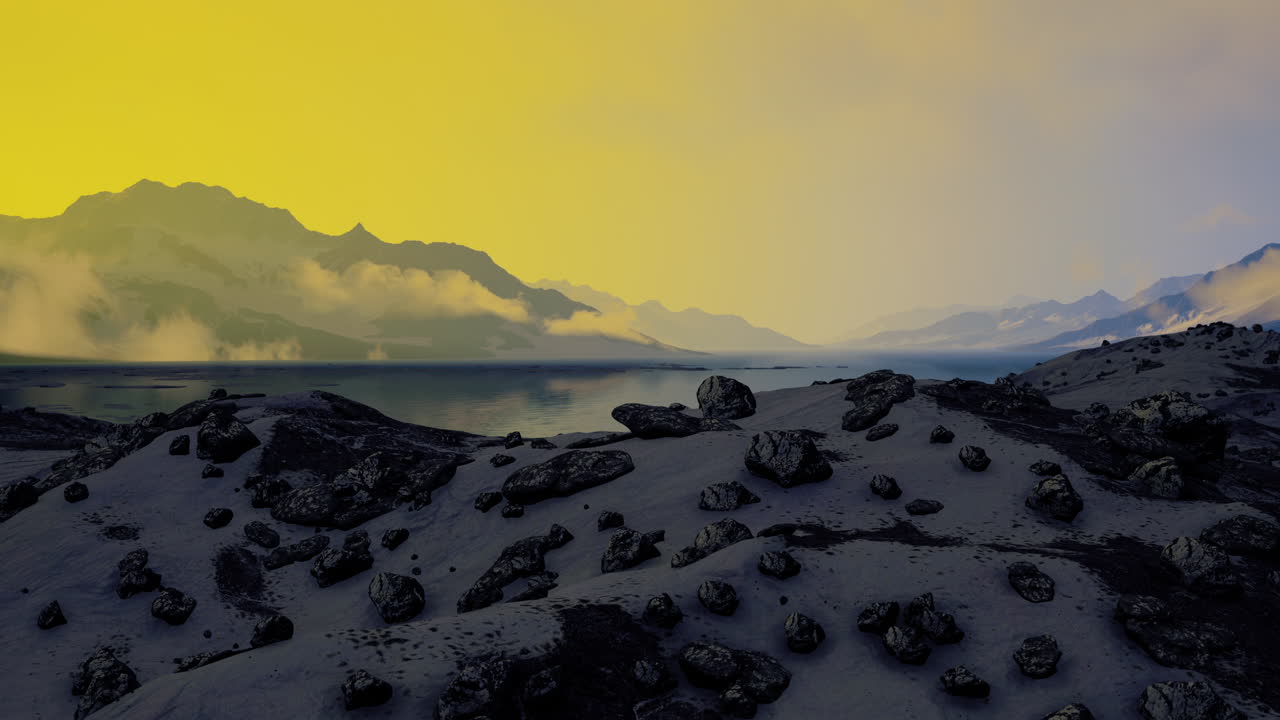 playa con grandes piedras redondas en la costa del mar de barents en el ártico