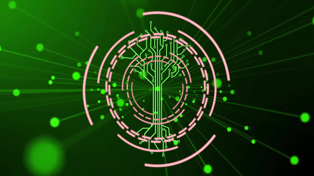 Circuit tree and circular patterns, green technology animation