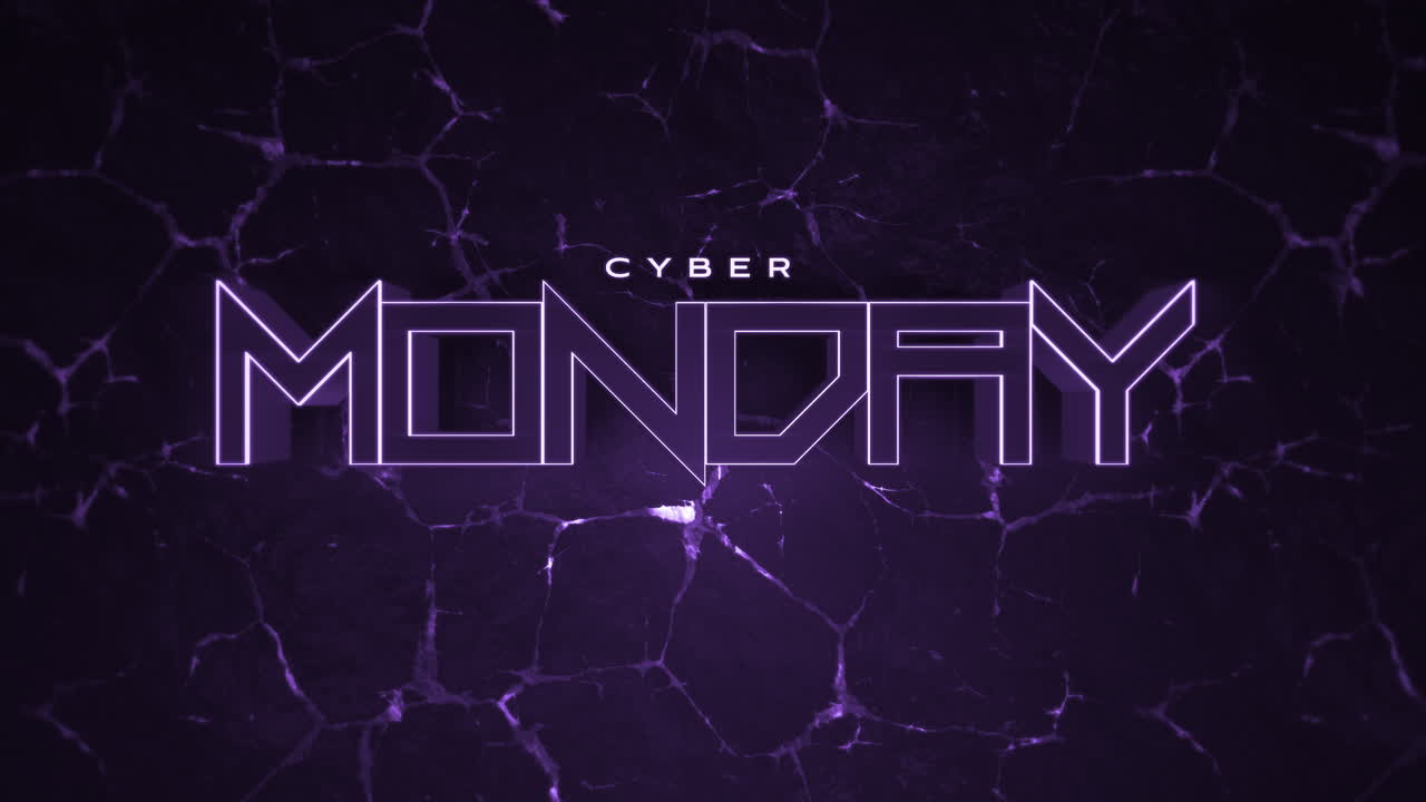 Mørk monokrom Cyber Monday-tekst på dyblilla farveforløb