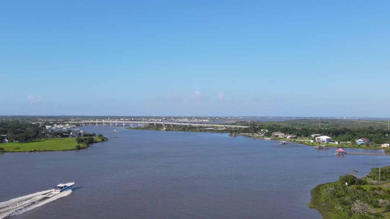 Aerial View of a Boat on a River
