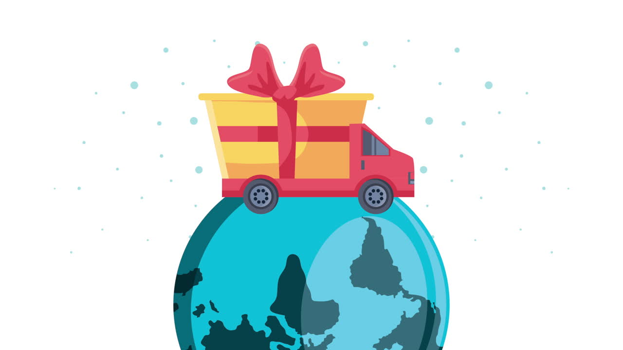 지구 행성 애니메이션의 배달 서비스 트럭