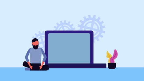 comercio electrónico de bitcoin con animación de hombre de negocios