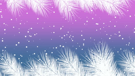 Nieve-Voladora-Y-árbol-De-Navidad-En-El-Cielo-Azul