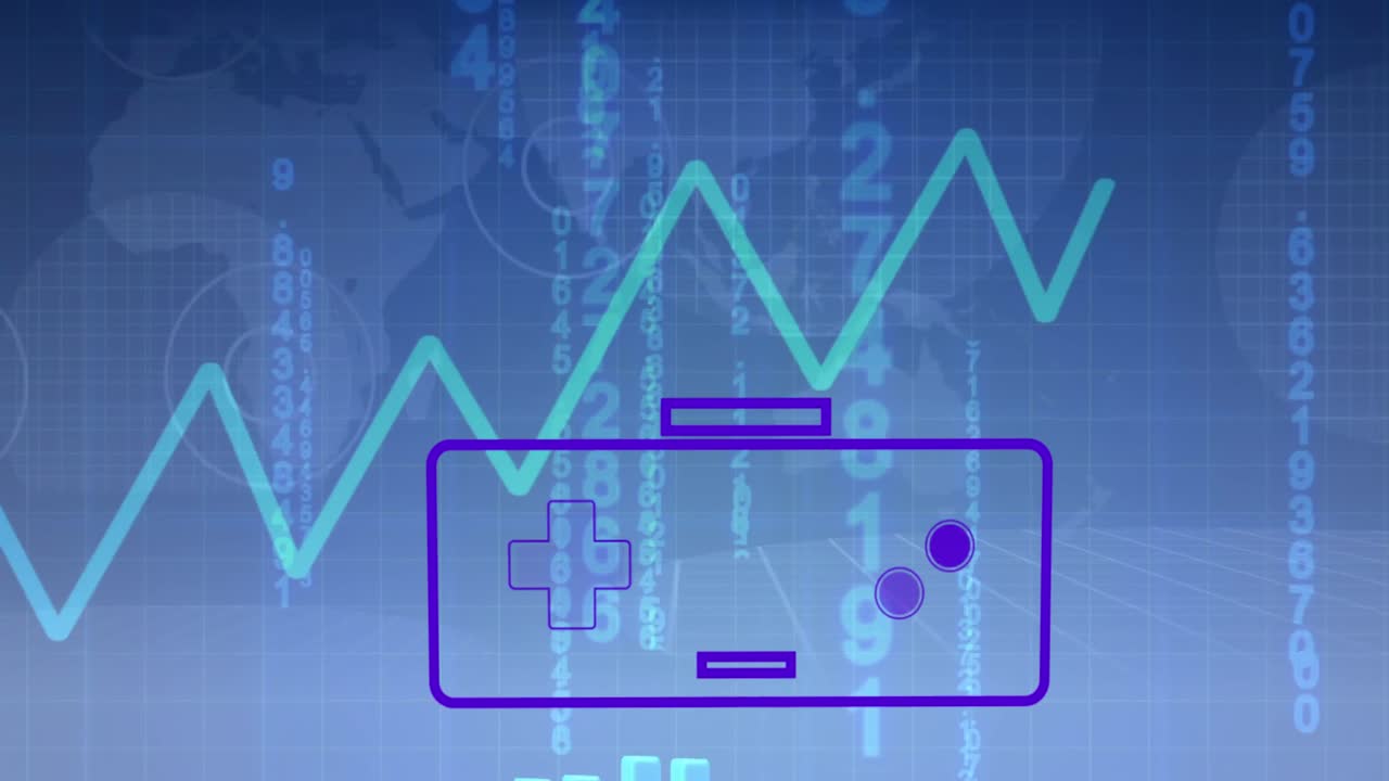 Animation of gamepad icon over data processing