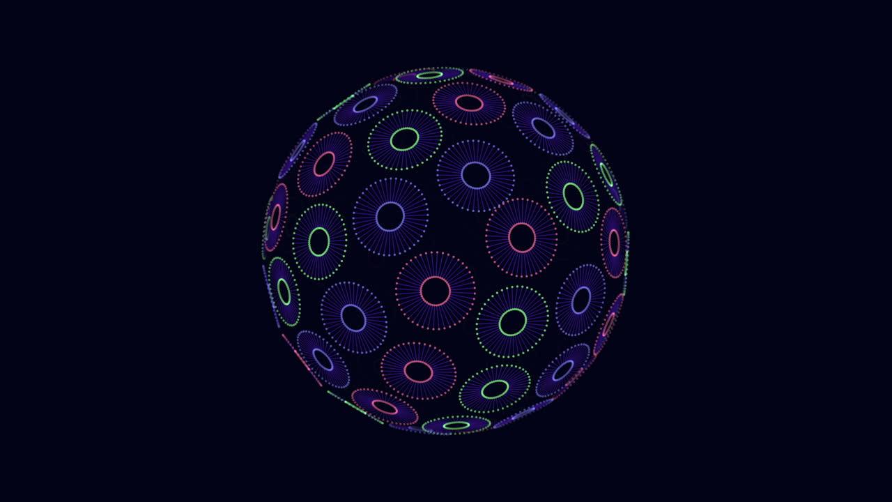 어두운 배경에서 3d 구에 반이는 원