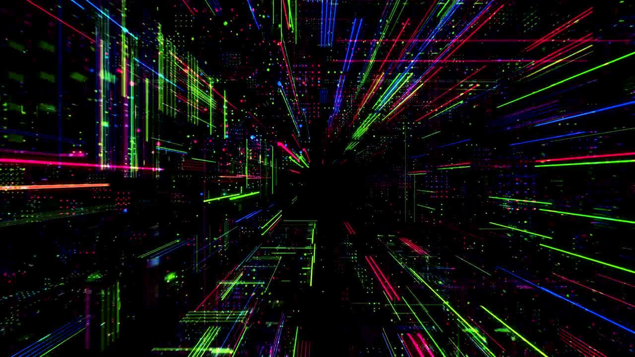 Sfondo di scienza e tecnologia del ciberspazio. Rendering 3D 4K in loop