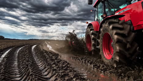 tractor in a muddy field