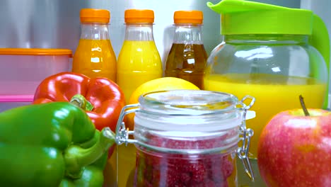 open refrigerator filled with food