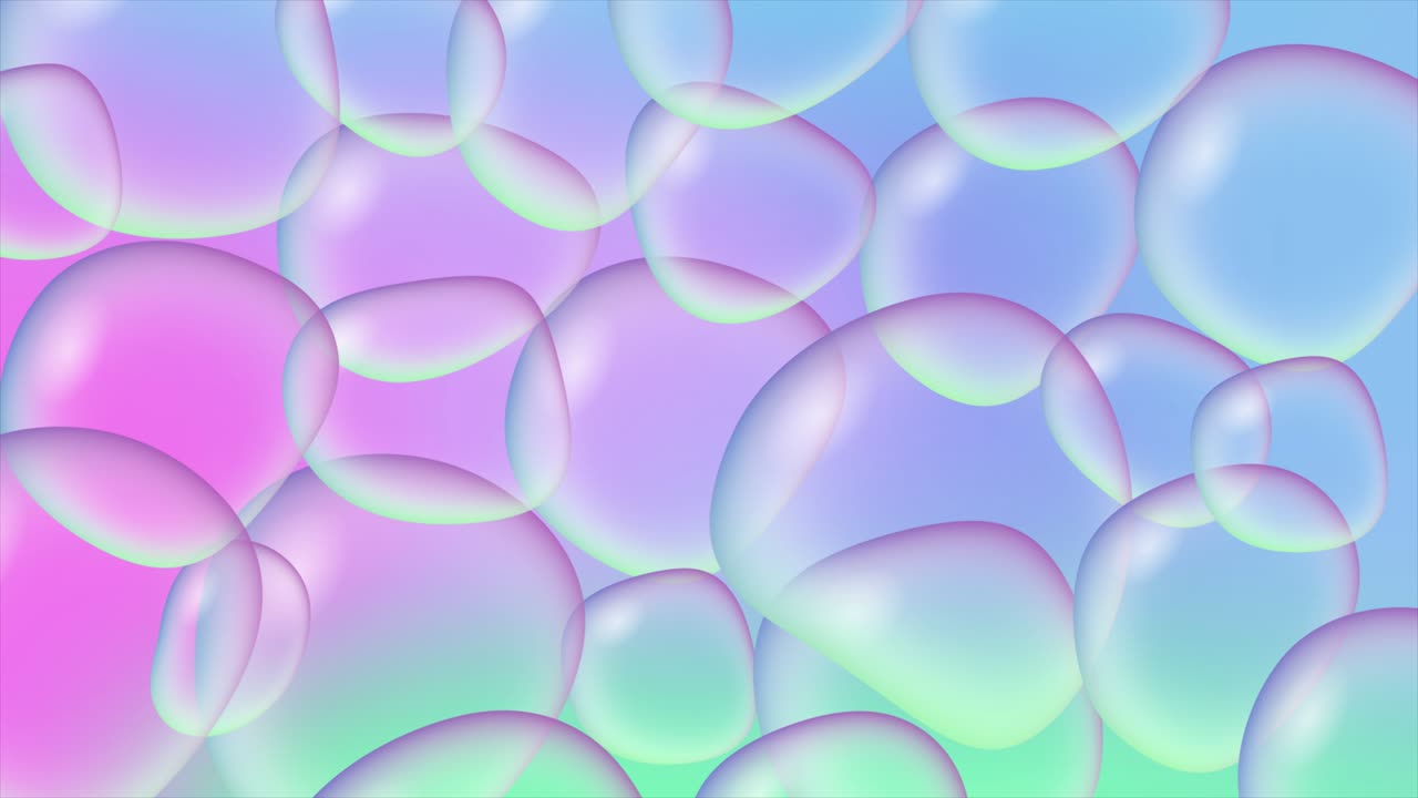animación de burbujas de jabón coloridas. champú flotante abstracto o espuma en el fondo del arco iris gradiente. papel tapiz en vivo en bucle. imágenes de stock animadas