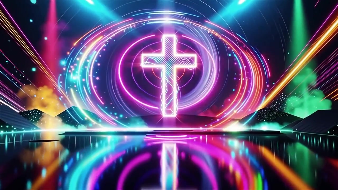Croce Cristiana Luce Celestiale Sfondo per il Culto.