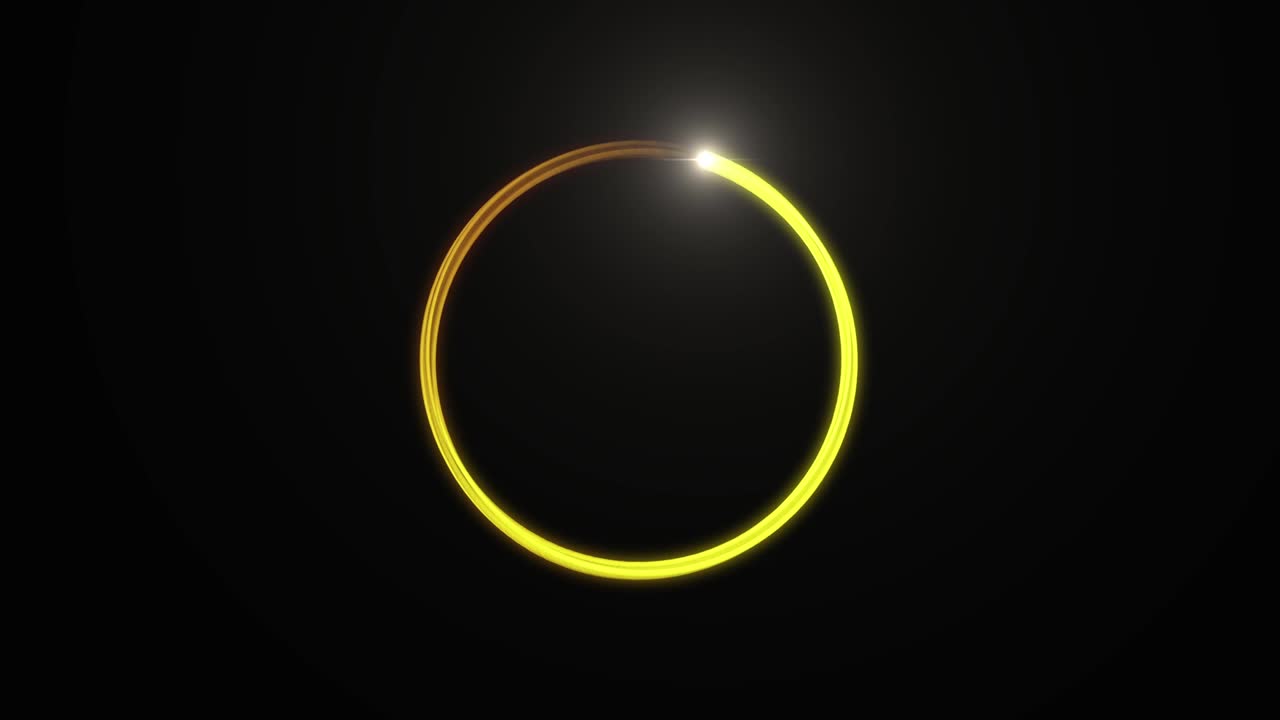 animación de la barra de carga amarilla anillo de círculo de alambre brillante en fondo negro