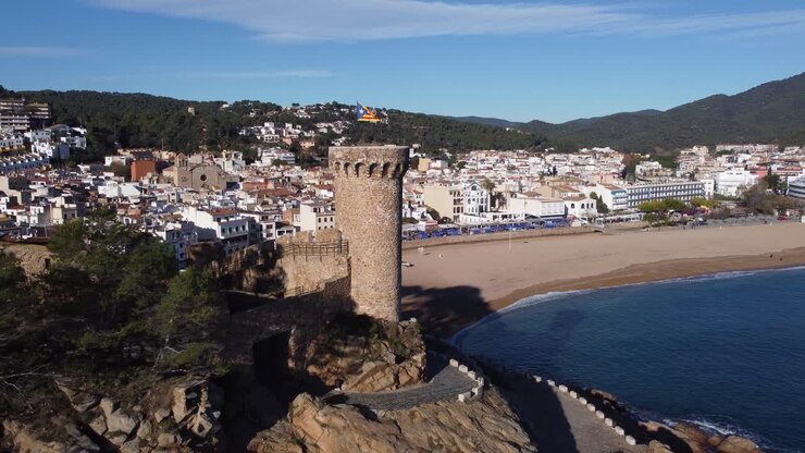 Old town on seashore in sunny day