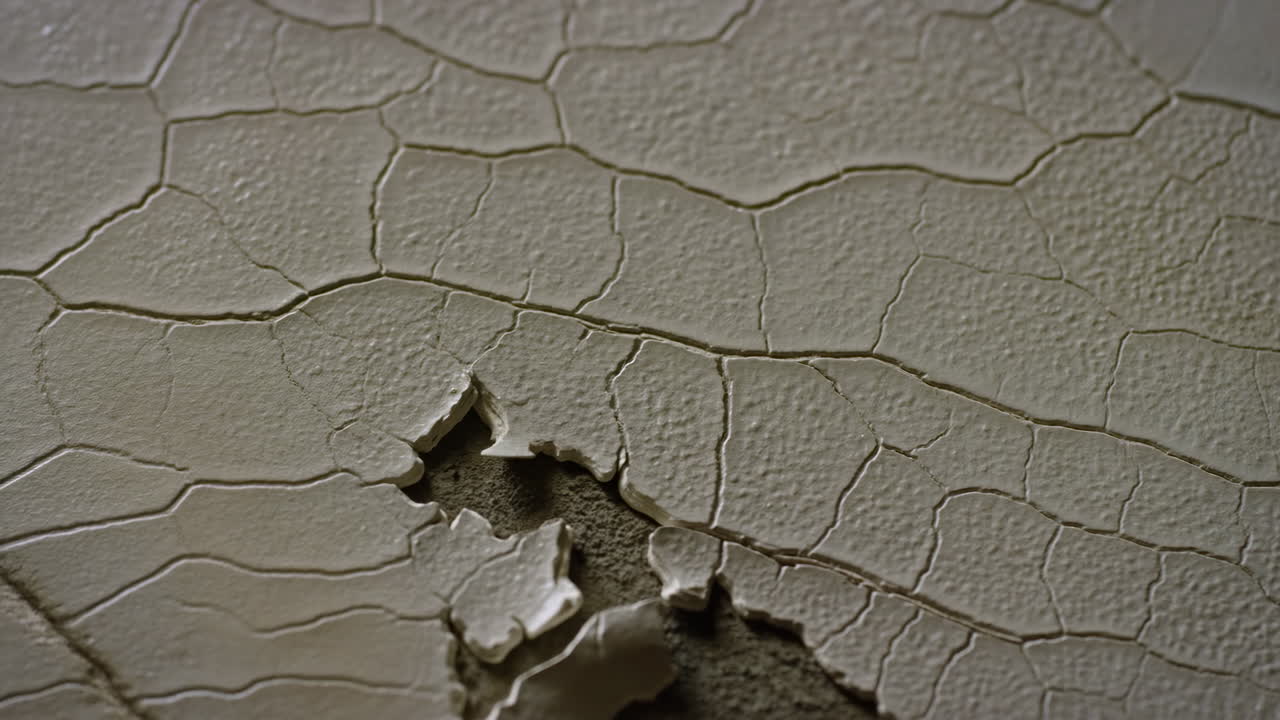 Close-up of Peeling and Cracked Paint on an Old Wall