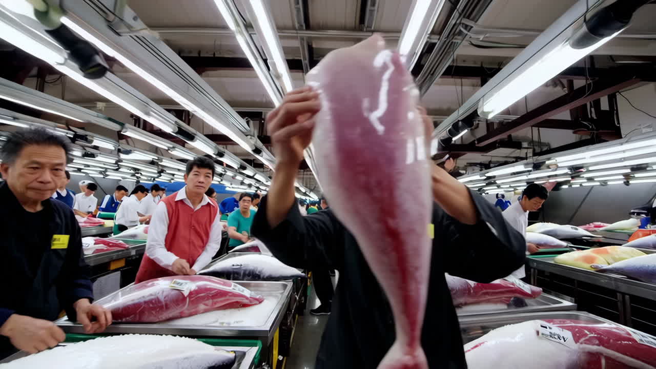 Busy Fish Market Scene