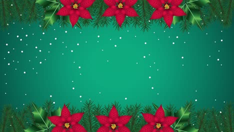 feliz navidad con hojas y flores.