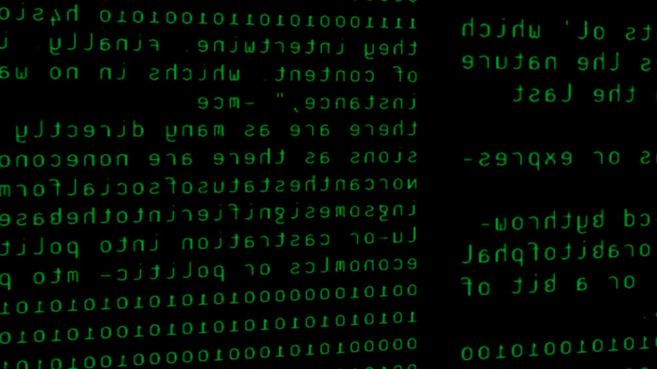 abstract dot glitter sparkle green binary digital code, computer generated seamless loop abstract motion black background, new technology