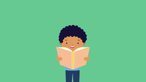 celebración del día mundial del libro con la lectura de un niño afro