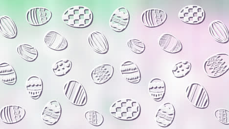 animación de iconos de huevos de pascua moviéndose en fondo verde