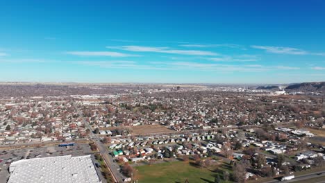 drone aerial flyover shot pushing in towards billings montana