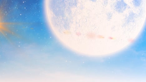 달과 함께 별과 겨울의 눈  ⁇ 인 풍경의 애니메이션
