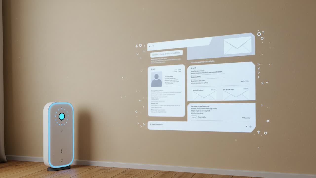 Innovative Projection Technology in Home Environment: A Smart Device Displaying Interactive Content on Wall with User Interface Elements for Seamless Experience