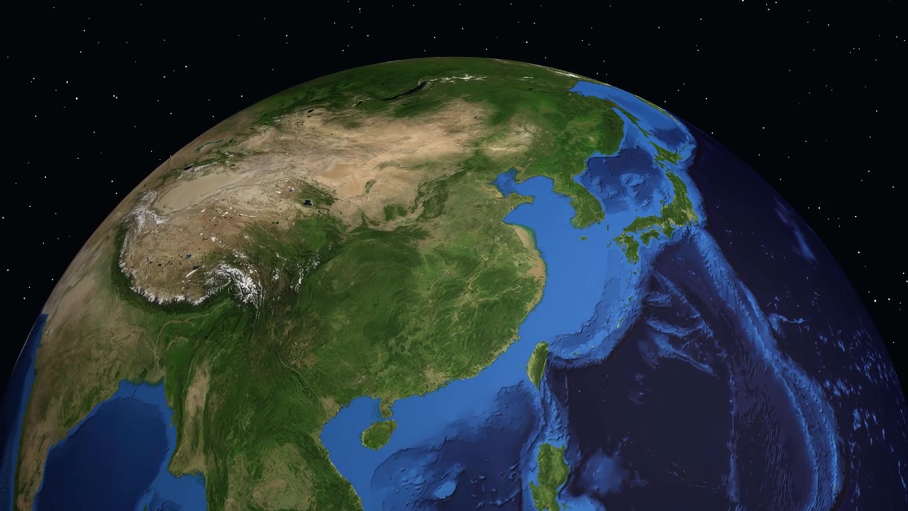 Un globo digitale ruota e si ingrandisce dallo spazio su Xinyang, Cina, con coordinate di posizione precise.