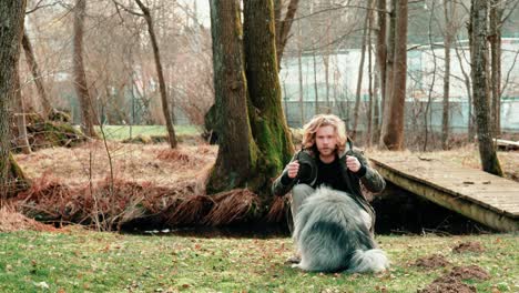 a wolf spitz and his friend