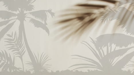 animation of silhouettes of palm trees and plants over beige background