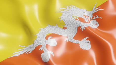 3d renderiza la bandera ondeando del país de bután. bandera nacional en el fondo del viento. 4k clip de video animado de bucle sin costuras realista