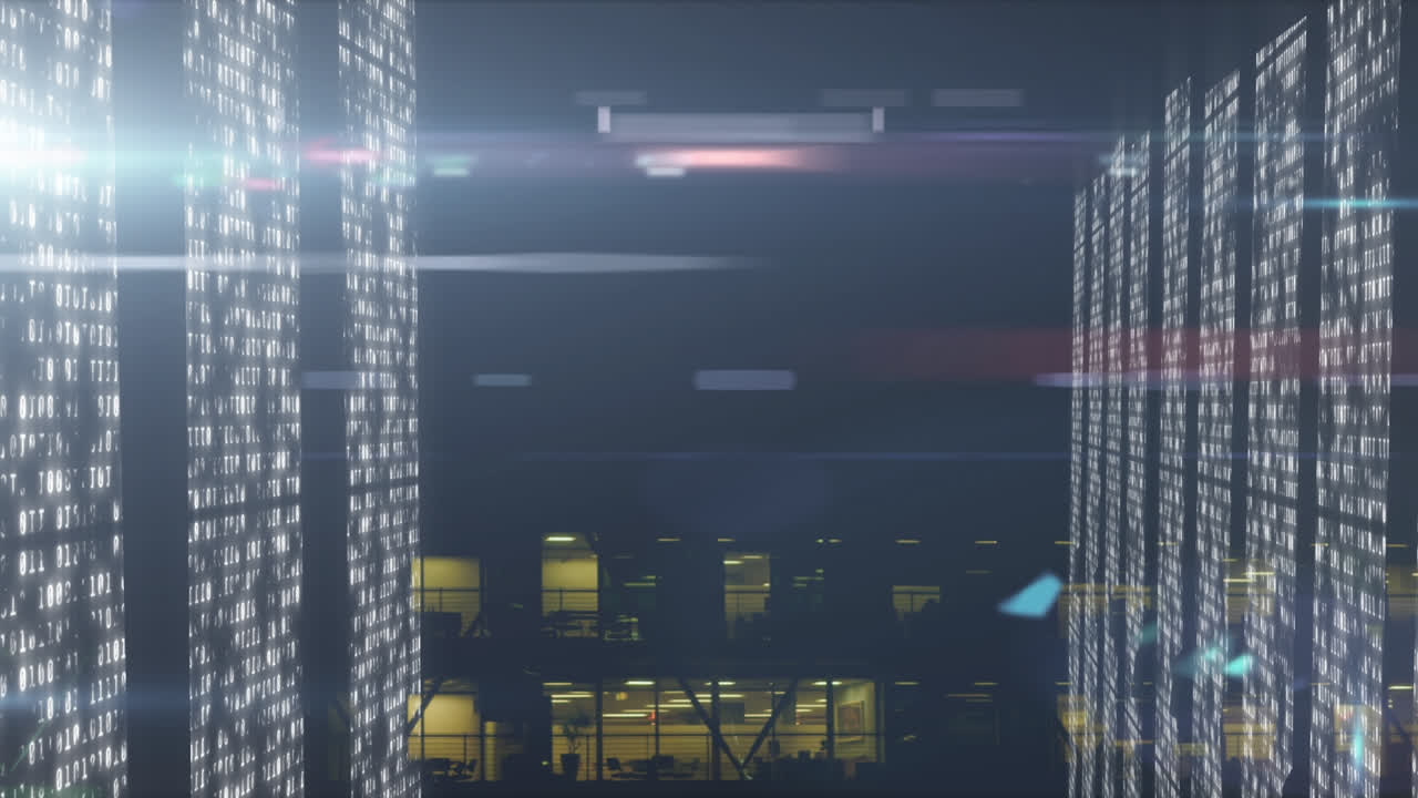 animación de puntos de luz sobre el paisaje urbano