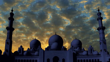 sheikh zayed grand mosque time lapse at sunset