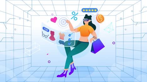 Mujer-Vr-Compras-Animación-Plana-2d-4k