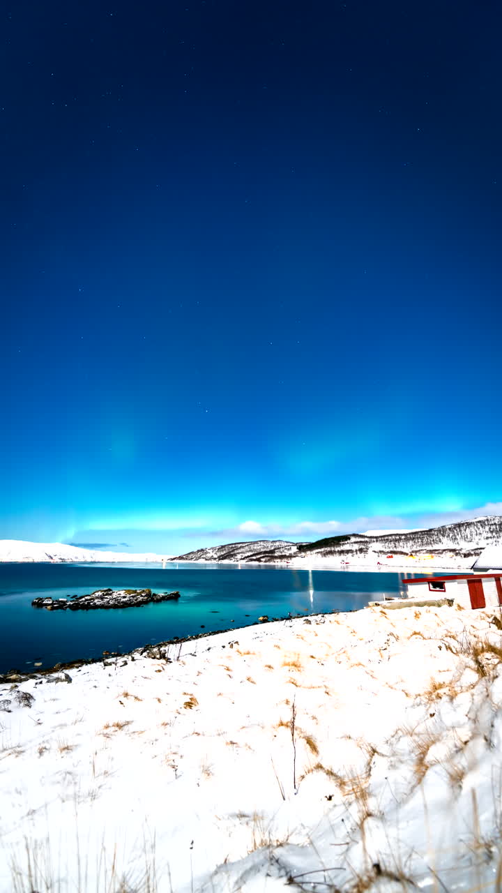 Vertical View Of Rural Homes Village Near Skogsfjord In Norway. Time-lapse