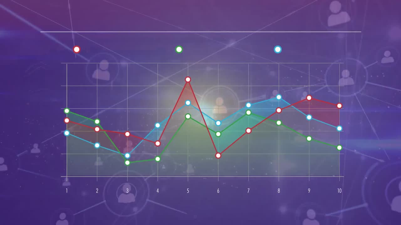 Animation of network of connections over blue background