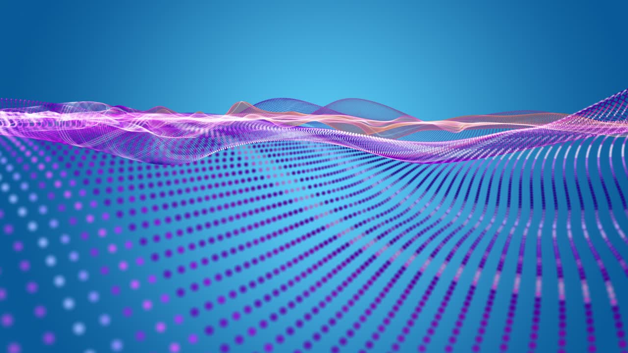 천천히 움직이는 입자 파동 물체와 텍스트를위한 공간, 4096x2304 루프 4k