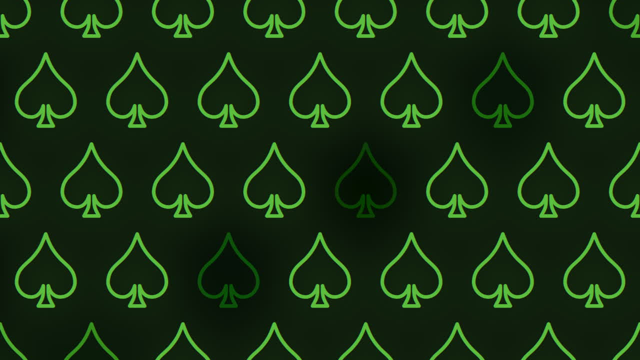 Green poker card with spade symbol on black background