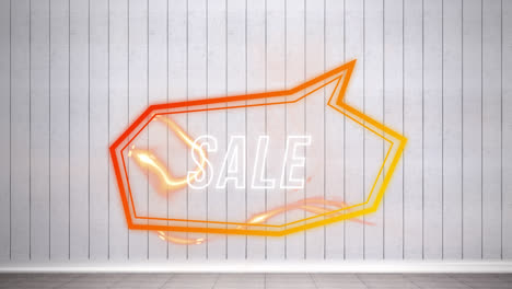 animation of sale text in retro speech bubble over abstract background