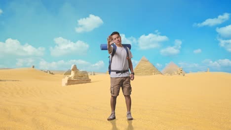tourist in egyptian desert