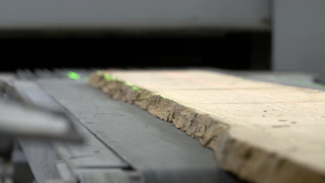 Close shot of wood processed by laser cutting machine.