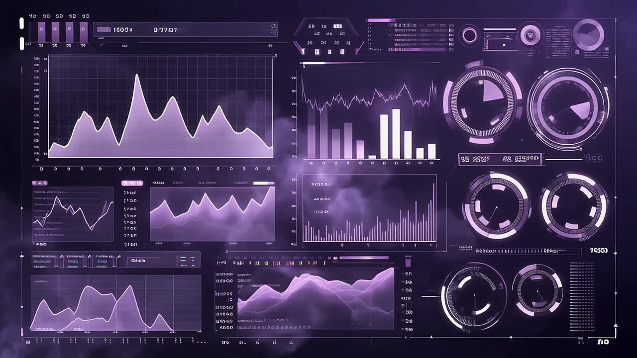 Futuristic Digital Interface Displaying Dynamic Data Charts and Graphs