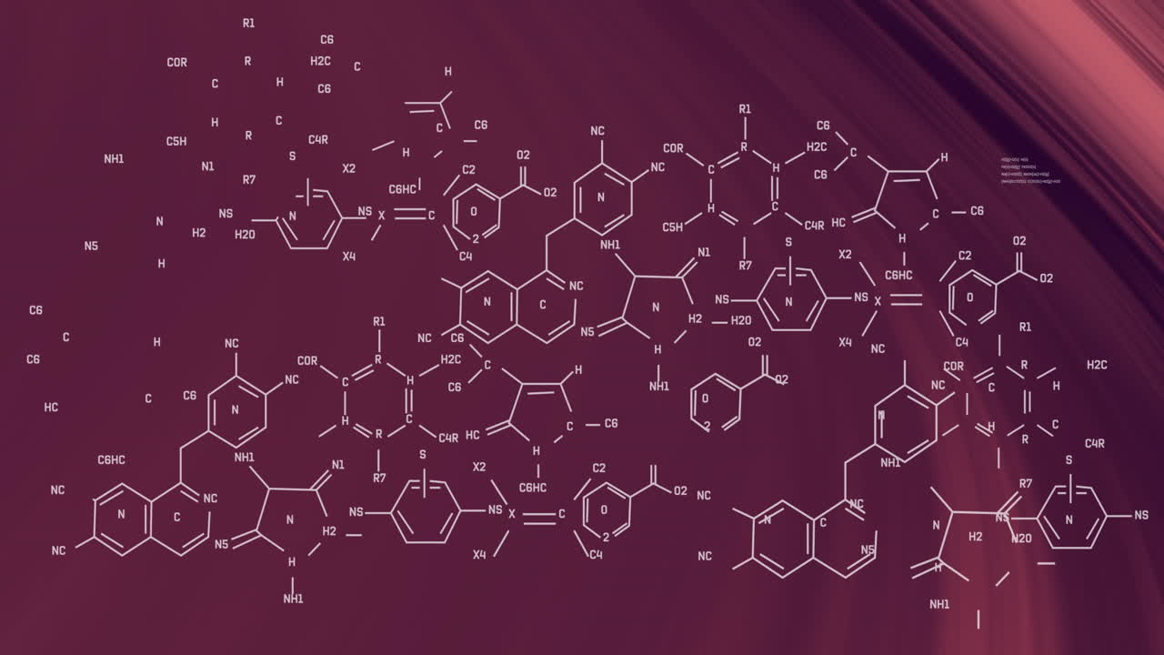 빨간색 배경에서 과학 데이터 처리의 애니메이션