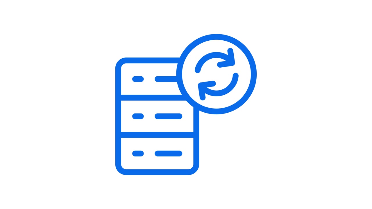 Animated Icon of Server Database with Refresh Sync Symbol