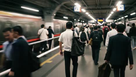 a busy subway station during peak hours: an insight into the everyday commute of numerous individuals navigating through the crowded underground transport network