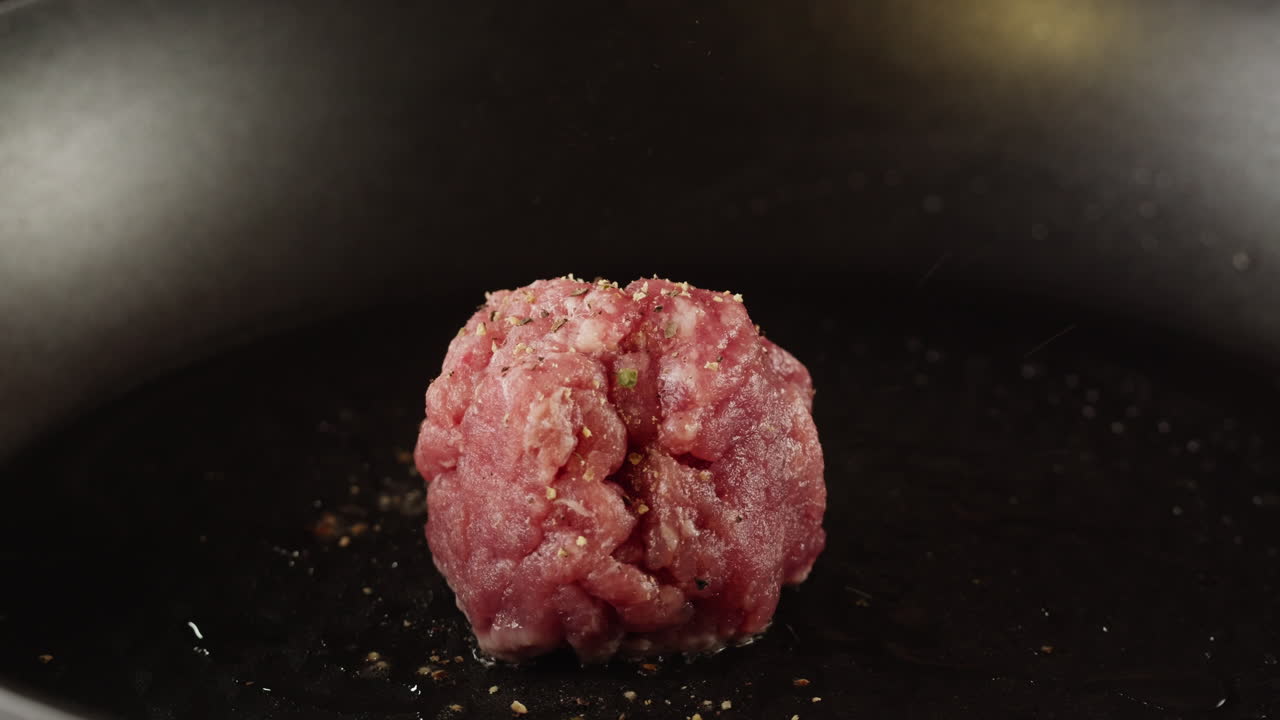 Preparing a Meatball in a Pan