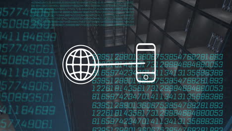animación de la conectividad global y la transferencia de datos, fondo del paisaje urbano con código binario