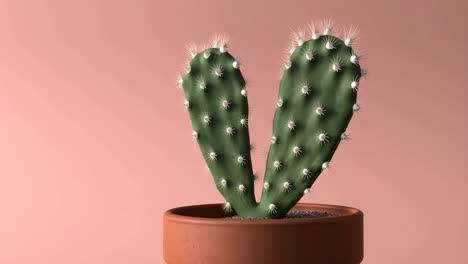 heart-shaped cactus in a pot on pink background
